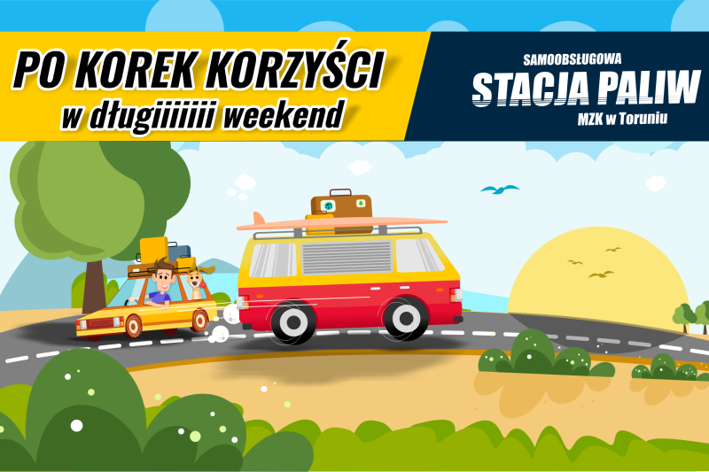 Grafika - stacja paliw MZK w długi weekend