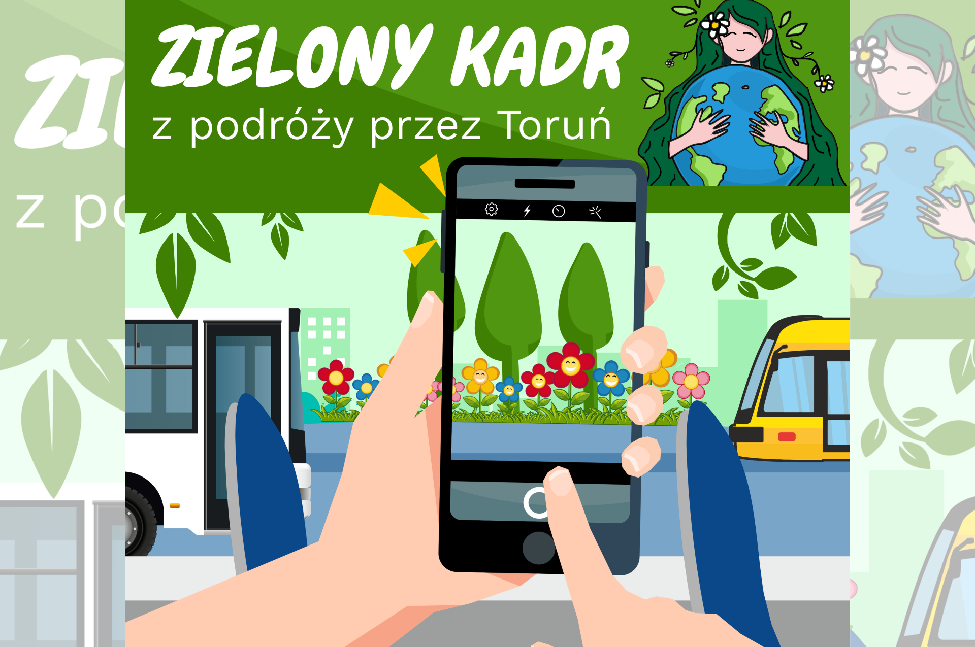 Kobieta na tle ekologicznego autobusu elektrycznego