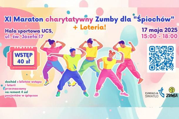 Grafika promująca wydarzenie - XI Charytatywny Maraton Zumby dla „Śpiochów”